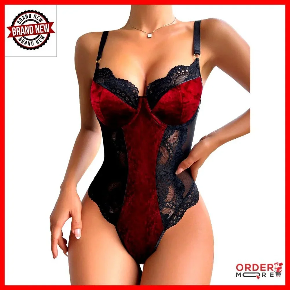 Leather Underwire Push Up Corset Lingerie Teddy Bodysuit Bustier Top